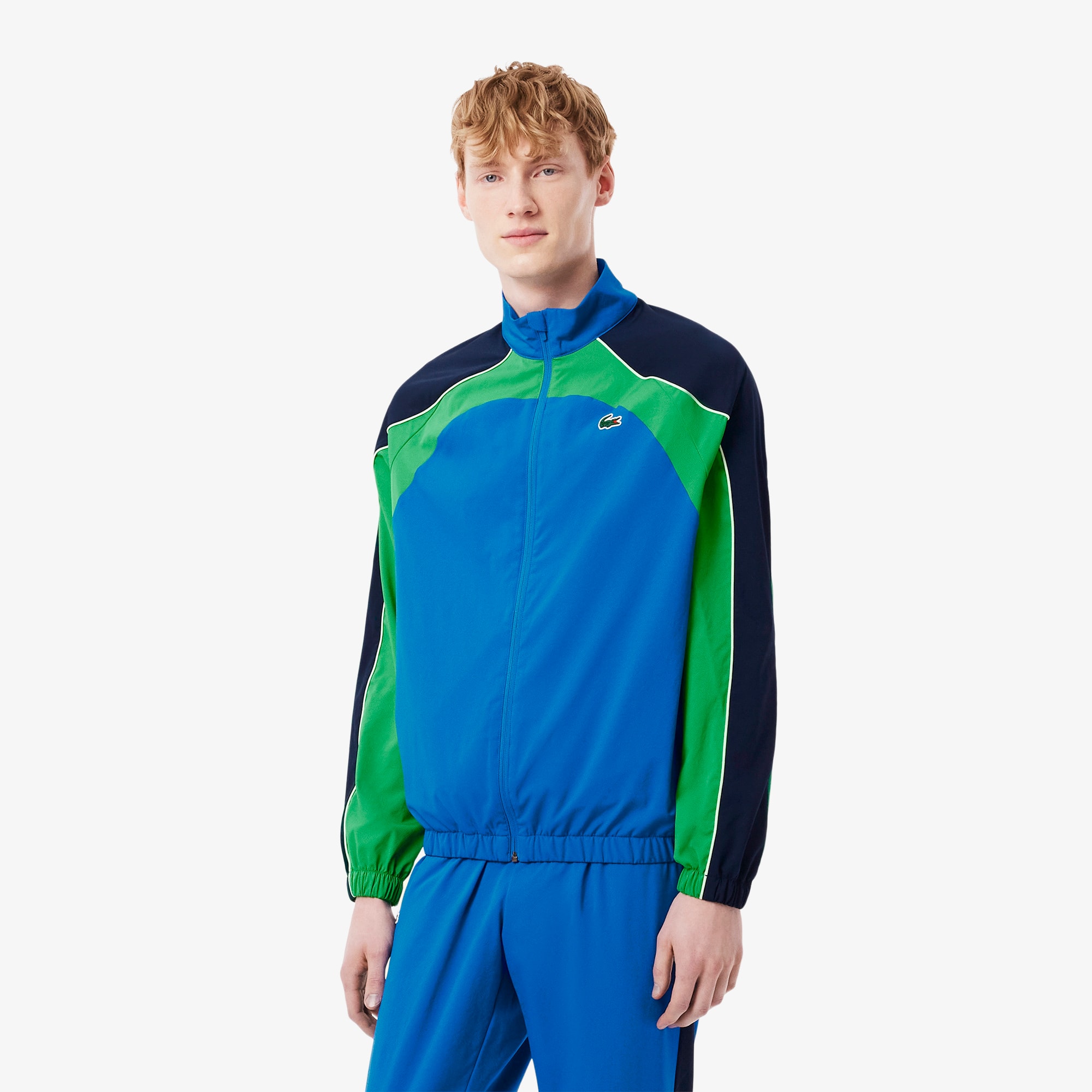 LACOSTE カラーブロックテニストラックスーツ　ブルー　メンズUSサイズＳ カラーブロック耐水トラックジャケット | LACOSTE/ラコステ