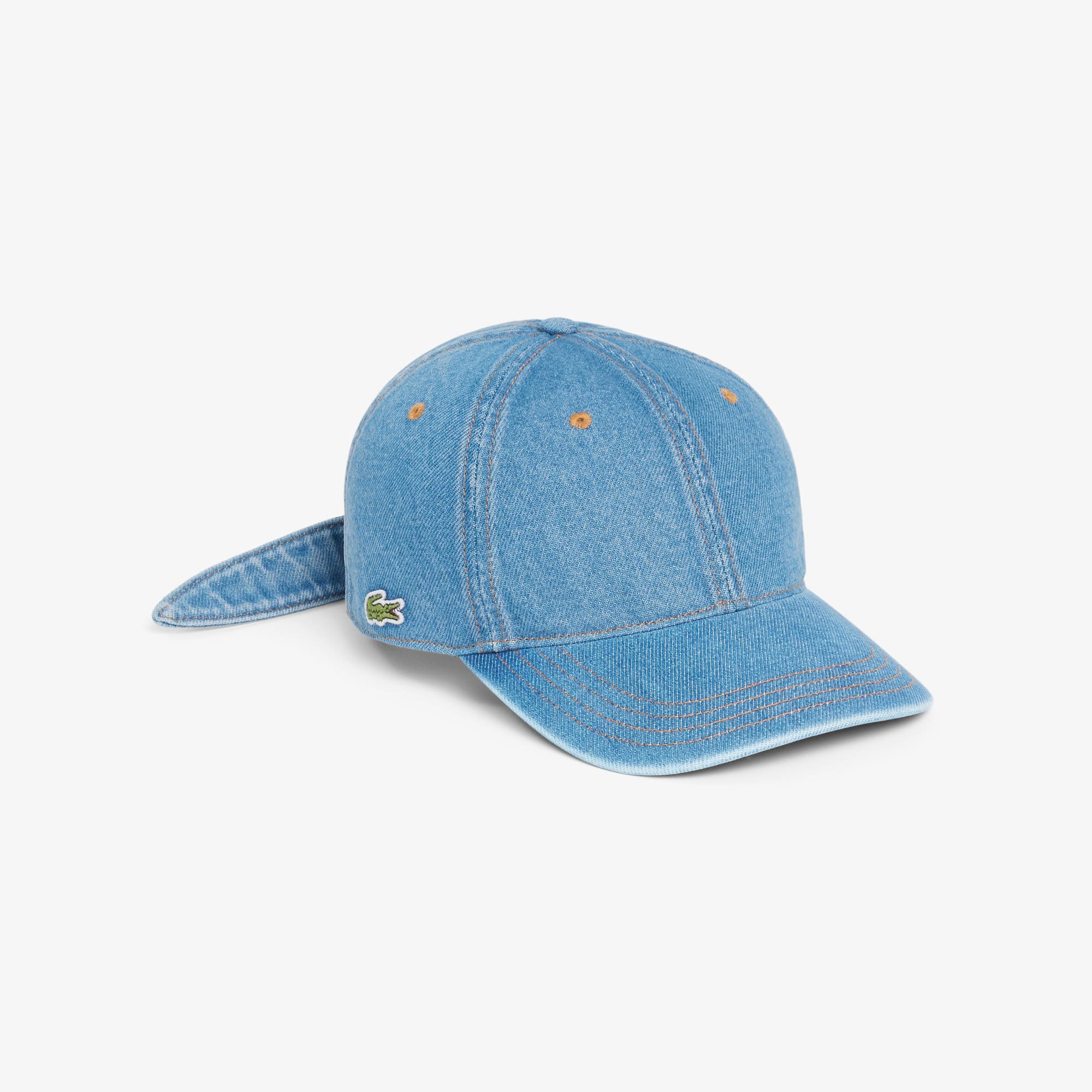 Cotton Denim Tie Accent Cap