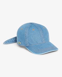 Cotton Denim Tie Accent Cap