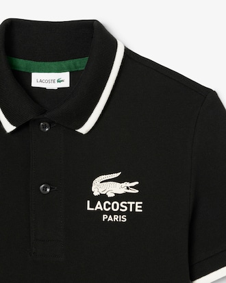 Boys' Stripe Collar Petit Piqué Polo