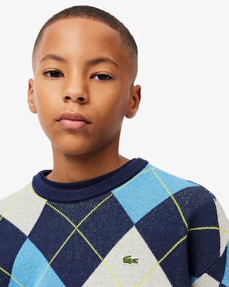 Kids' Cotton and Wool Argyle Sweater