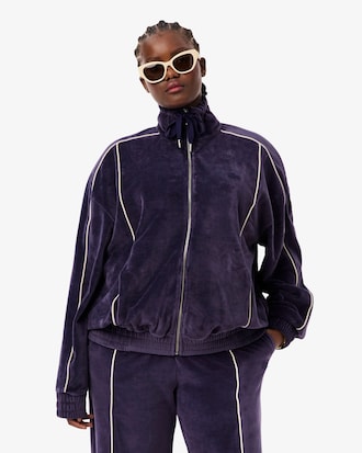 Women's Oversized Zip-Up Velour Sweatshirt