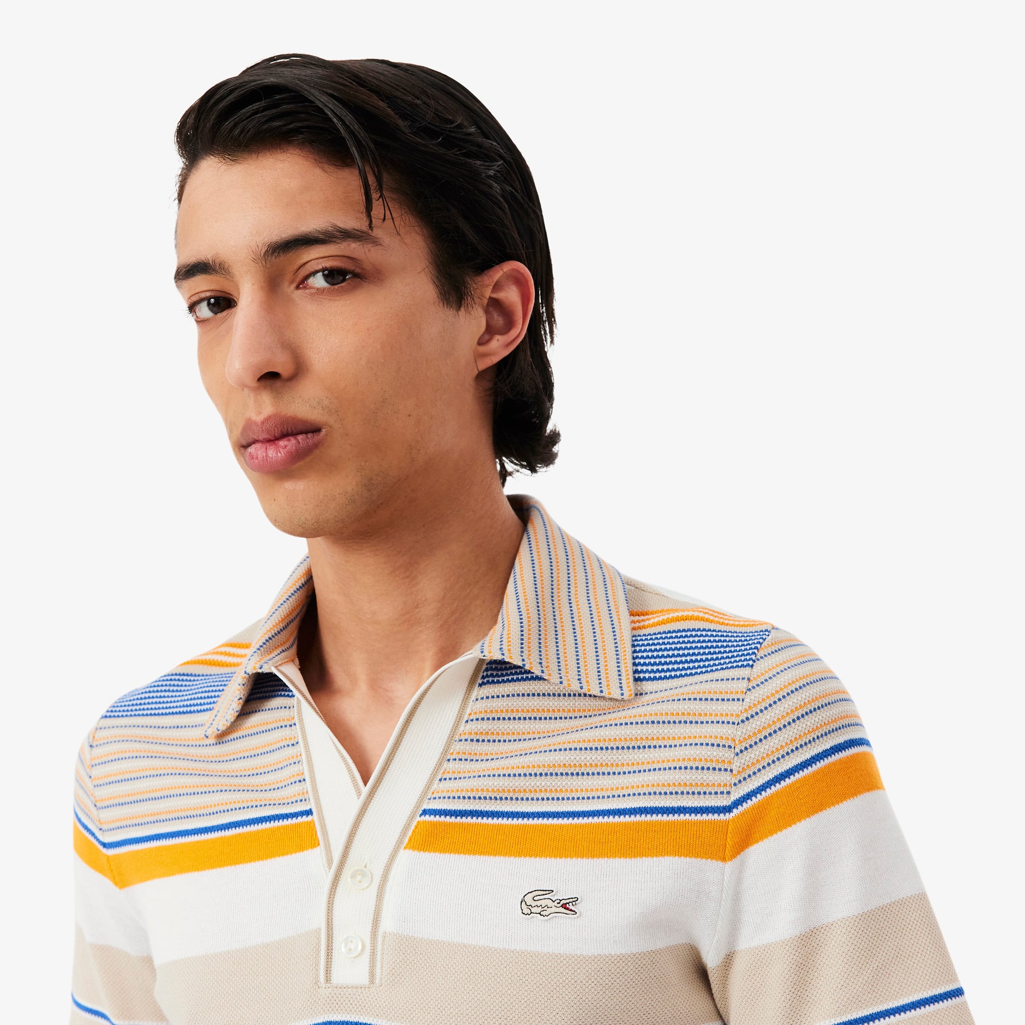 Runway Slim Fit Striped Piqué Polo Shirt