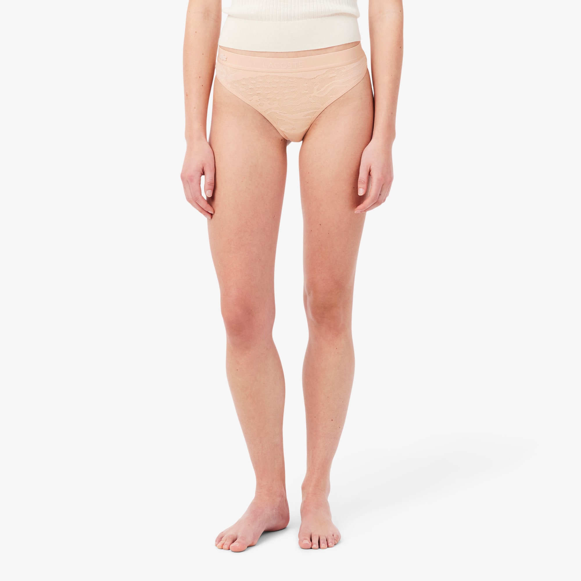 Logo Waist Mesh String Briefs