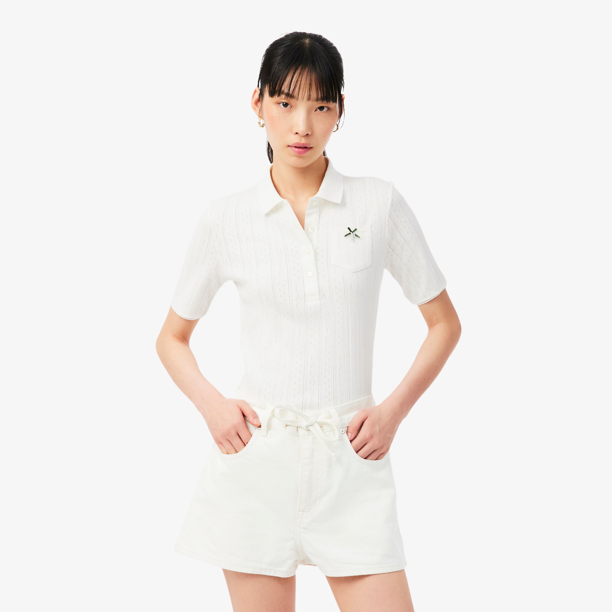 Women's Slim Fit Pointelle Branded L.12.D Polo - Men's Tracksuits