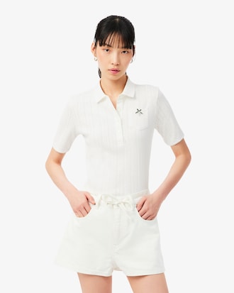 Women's Slim Fit Pointelle Branded L.12.D Polo