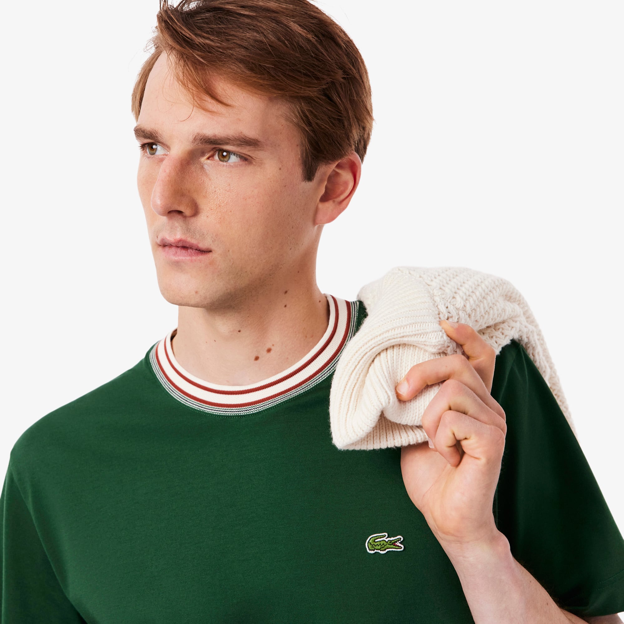 Men's Made In France Stripe Neck T-Shirt - Organic Cotton - New In