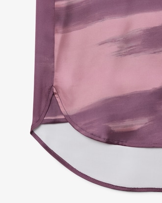 Women's Oversized Landscape Print Satin Shirt