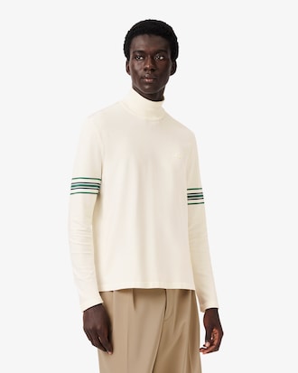 Runway High Neck Striped Jersey Sweater
