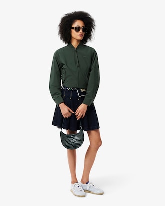 Small Chantaco Embossed Leather Half Moon Bag