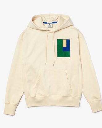 Sudadera unisex Lacoste LIVE de algodón holgado con gorro y insignia extragrande