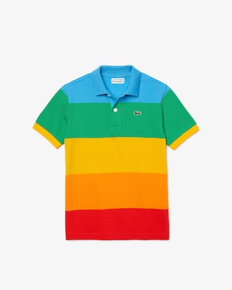 Boys&rsquo; Lacoste x Polaroid Colour Striped Cotton Piqu&eacute; Polo Shirt