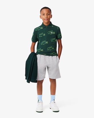 Kids' Crocodile Print Mini Piqué Polo