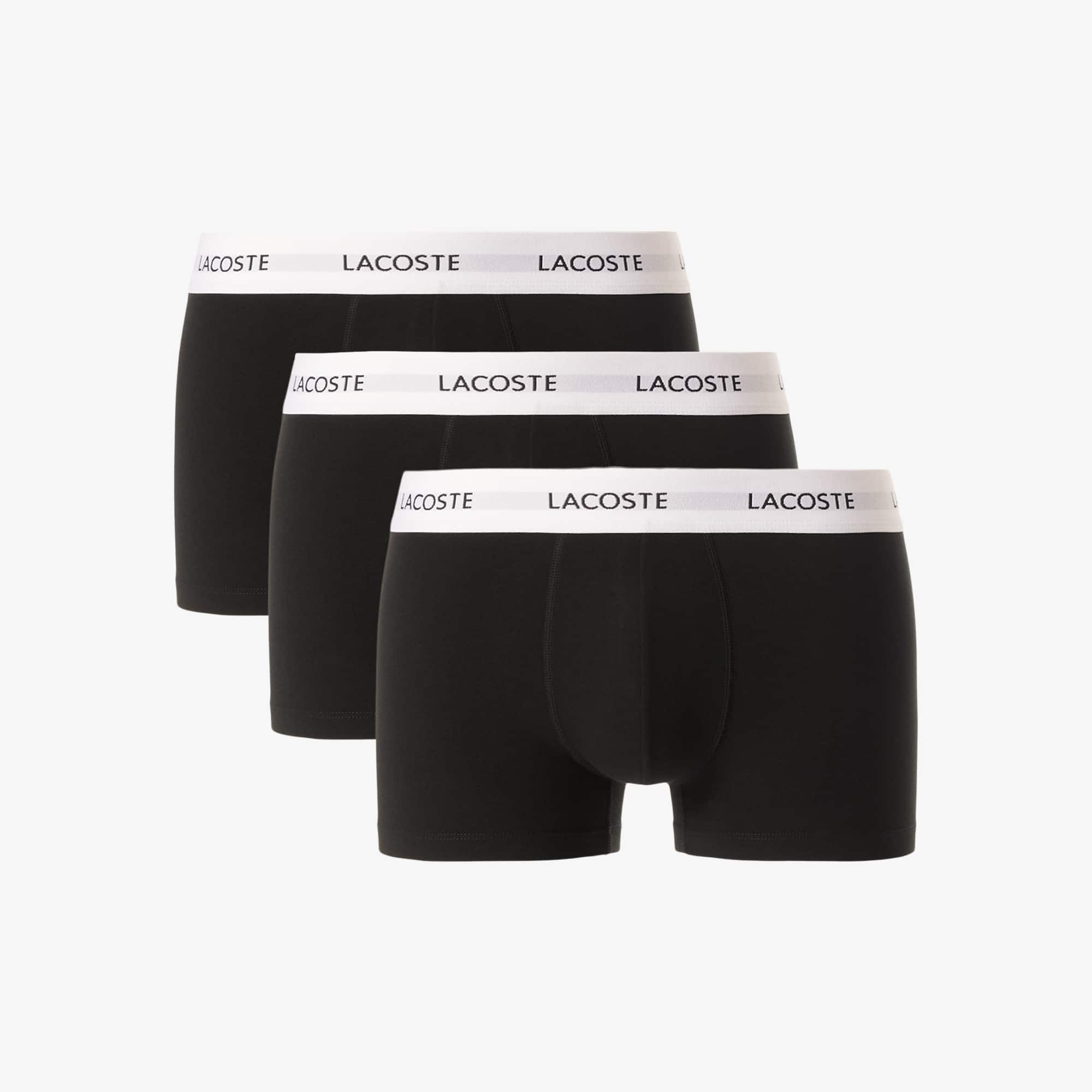 Lacoste Men's 3-pack Stretch Cotton Trunks In Black