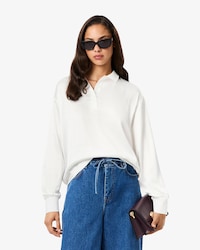 Women's Long Sleeve Oversized Satin Polo