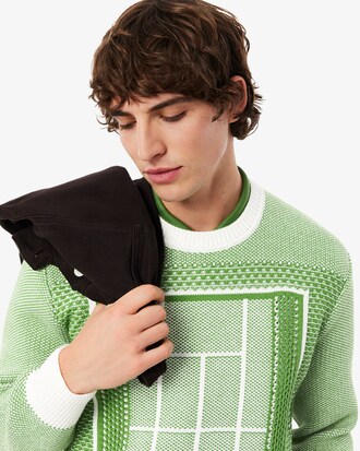 Tennis Court Graphic Jacquard Sweater