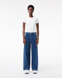 Jeans de mezclilla elásticos con pierna ancha y cintura alta