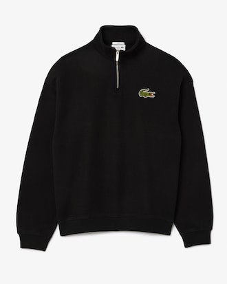 Unisex Loose Fit Badge Accent Half-Zip Sweatshirt
