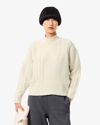 Women's Patchwork Effect High-Neck Wool Sweater