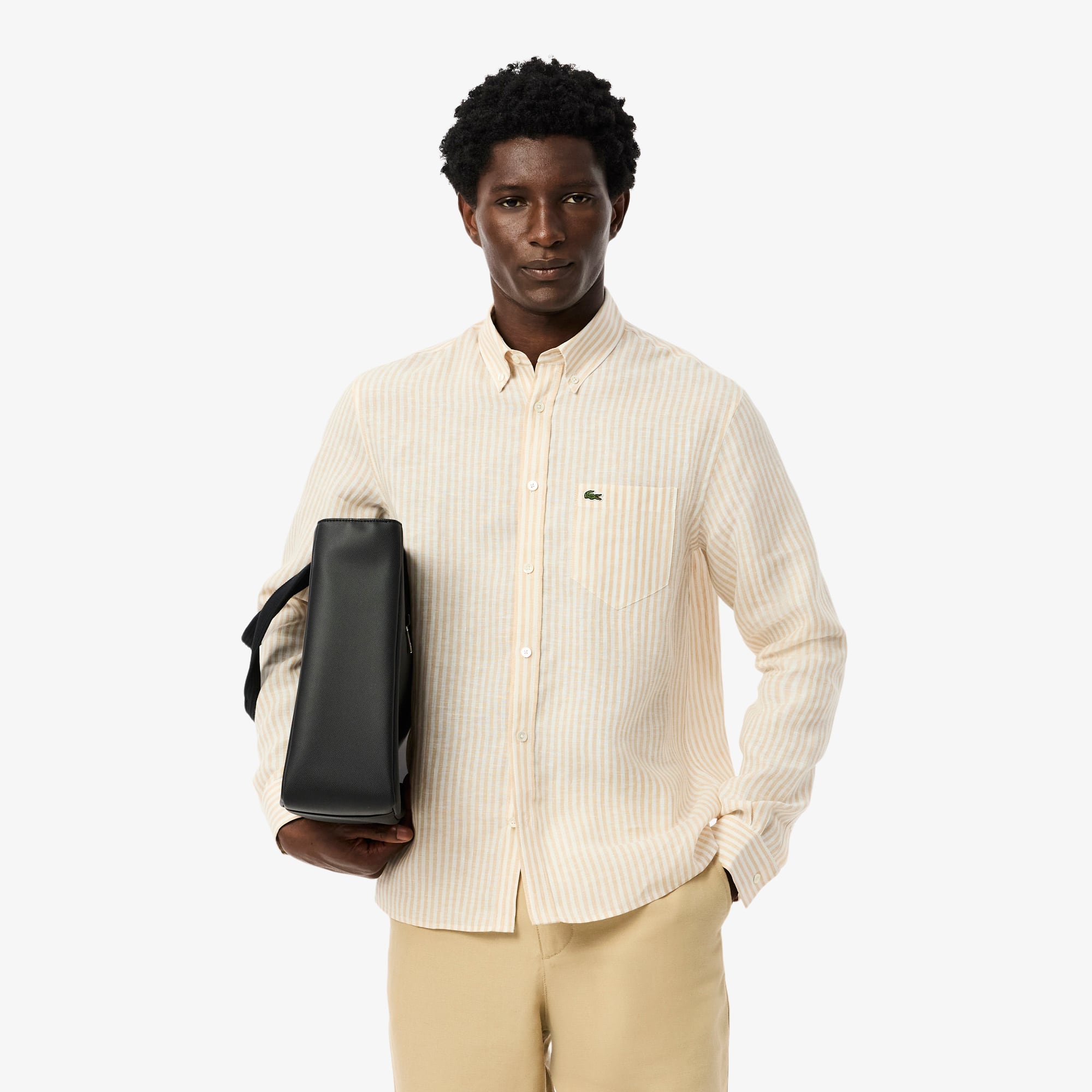 Men's Regular Fit Striped Linen Shirt - Button Down Shirts