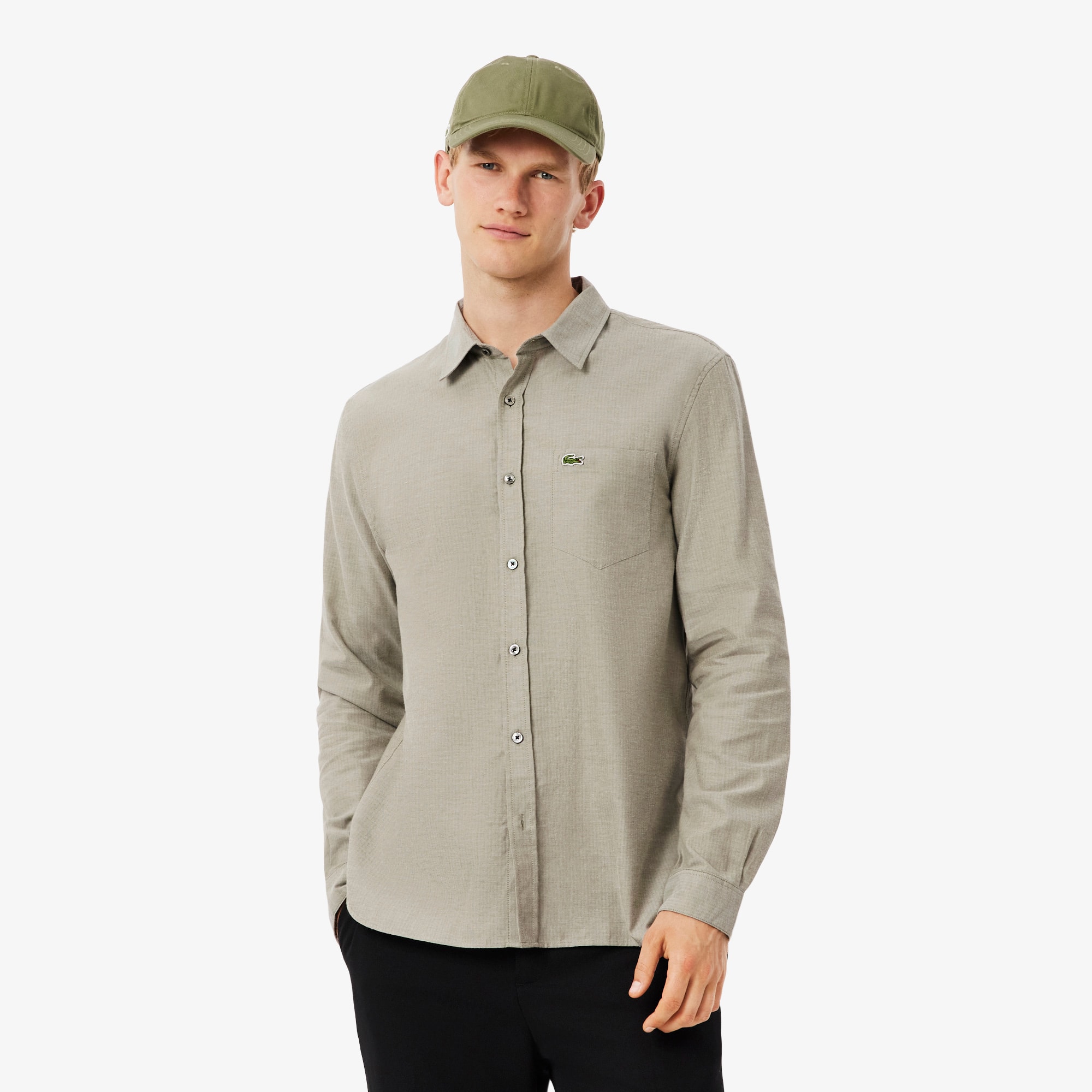 Lacoste Men's Regular Fit Cotton Shirt - 16½ - 42 In Green