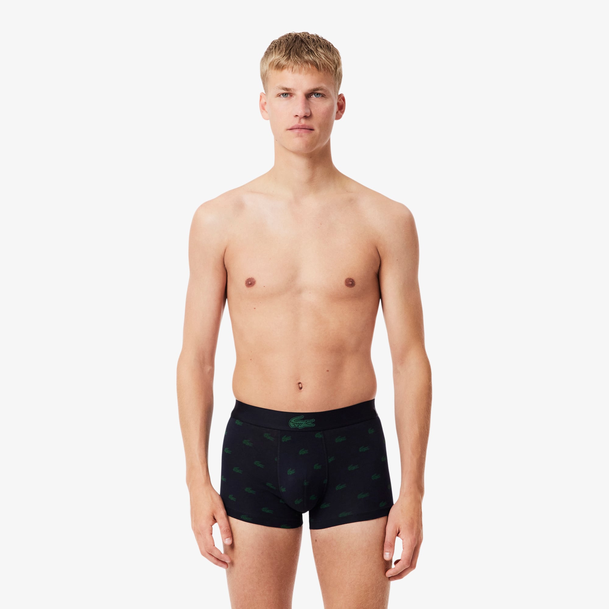 Lacoste Men's 3-Pack Crocodile Print Trunks