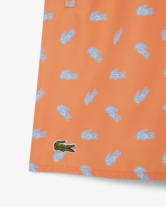 Mid Length Crocodile Print Swim Trunks