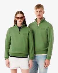 High Neck Embossed Zipped Sweatshirt