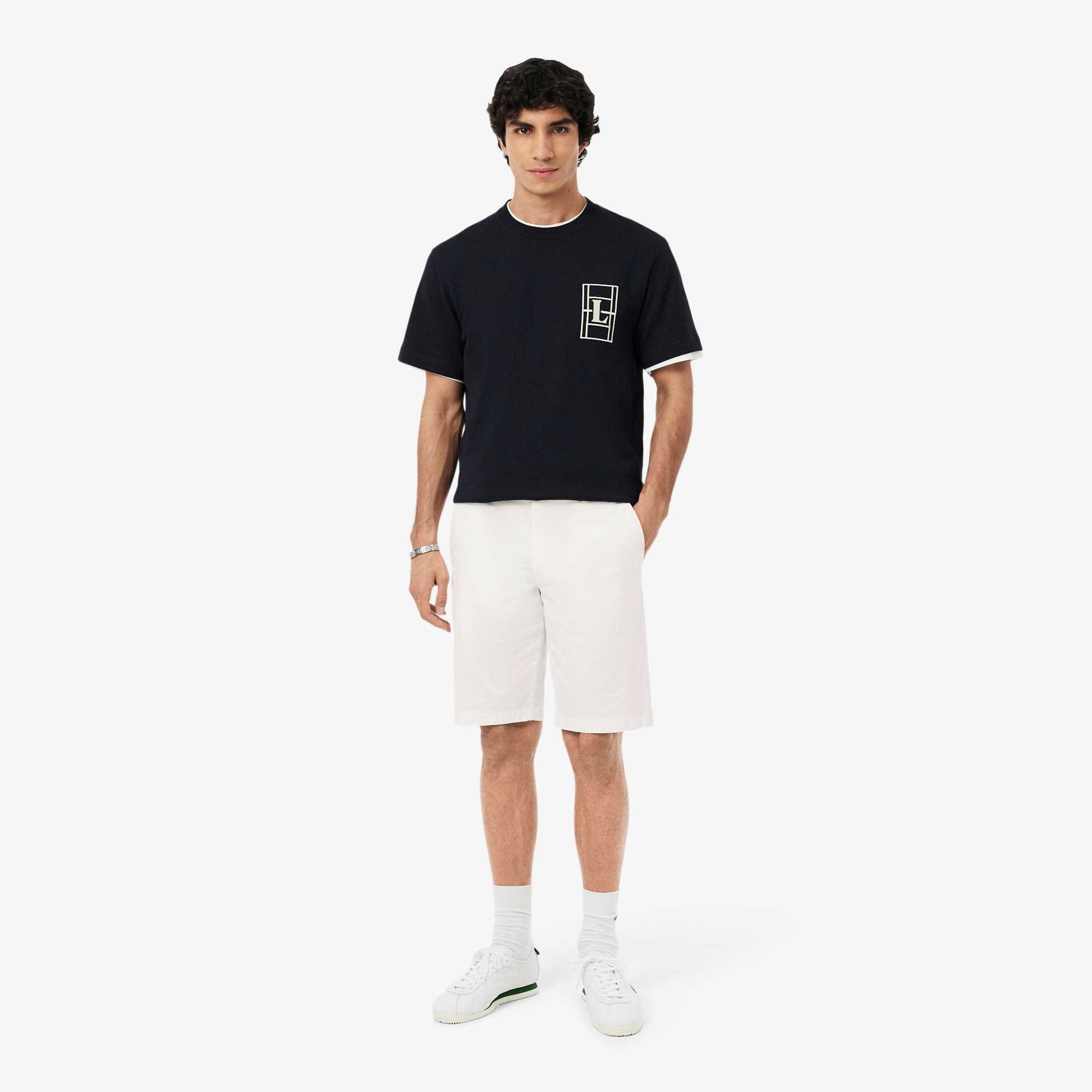 Lacoste Stretch Twill Chino Shorts - 6 - 33 In White