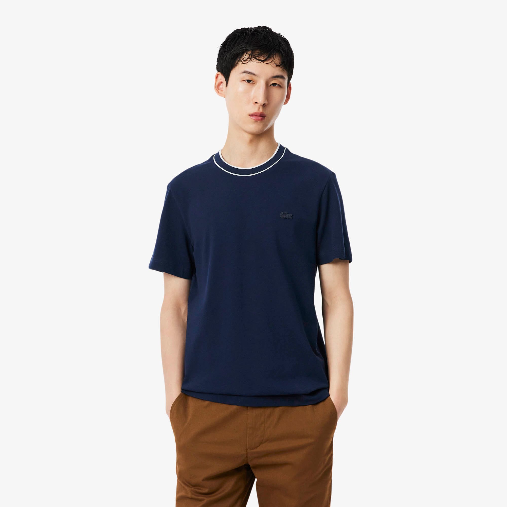 Men's Stretch Piqué Striped Collar T-Shirt - T-shirts - New In
