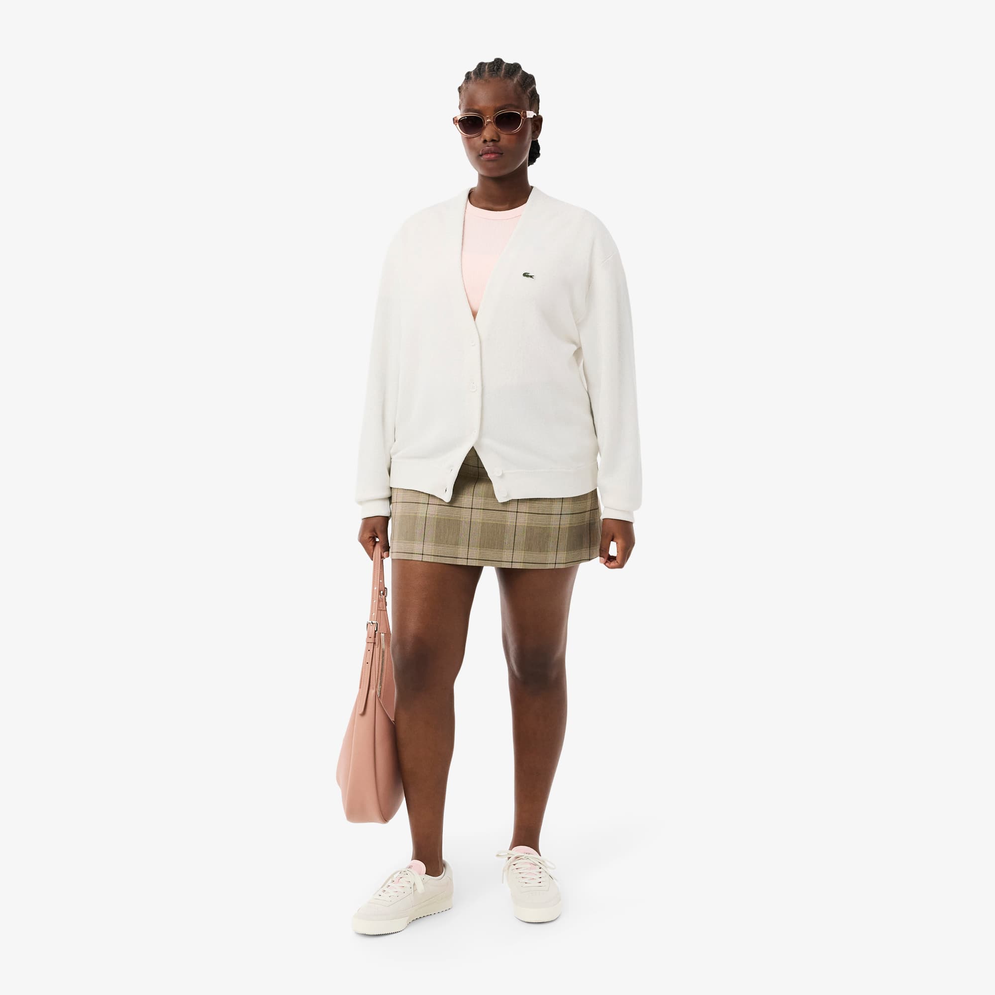 Women's V-Neck Moss Stitch Cotton Cardigan - Sweaters