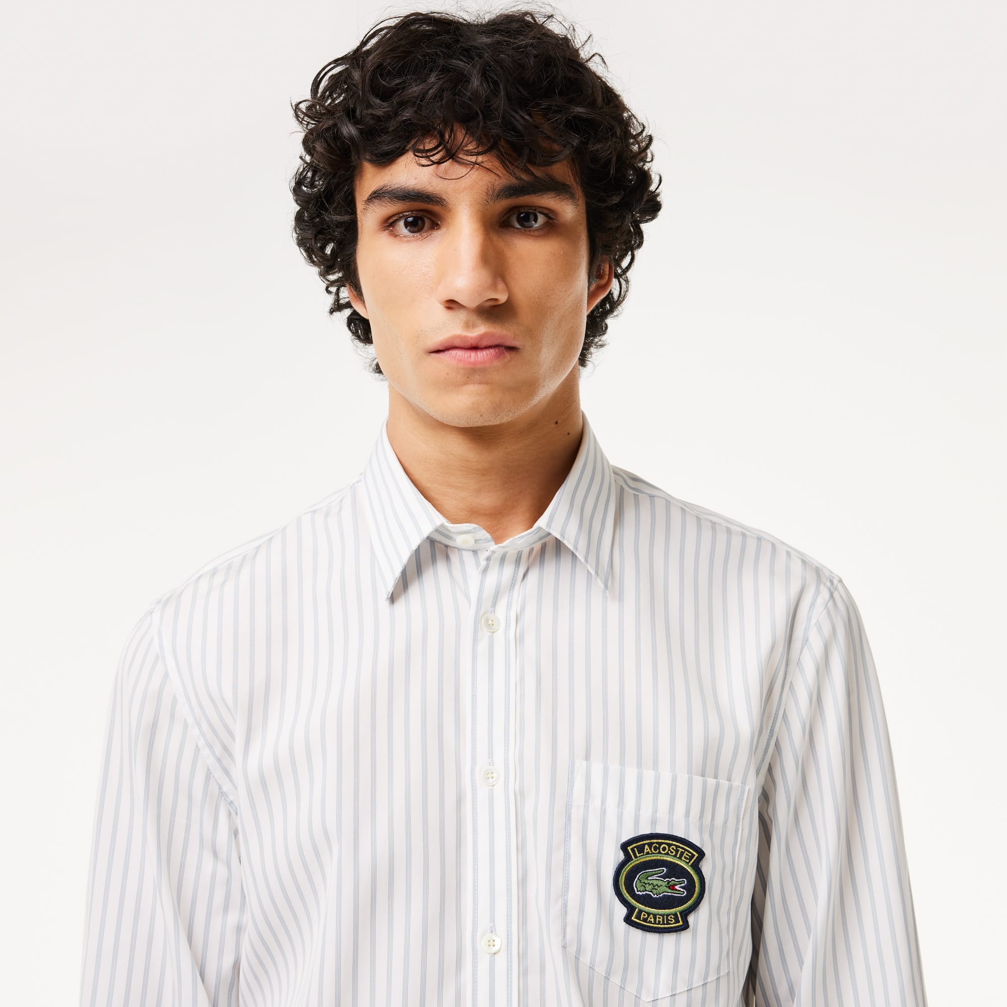 【LACOSTE】Oversized-Fit Milan Chest Stripe T-shirt R6252 Unisex Loose Fit Heavy Cotton T-Shirt - T-shirts - New In