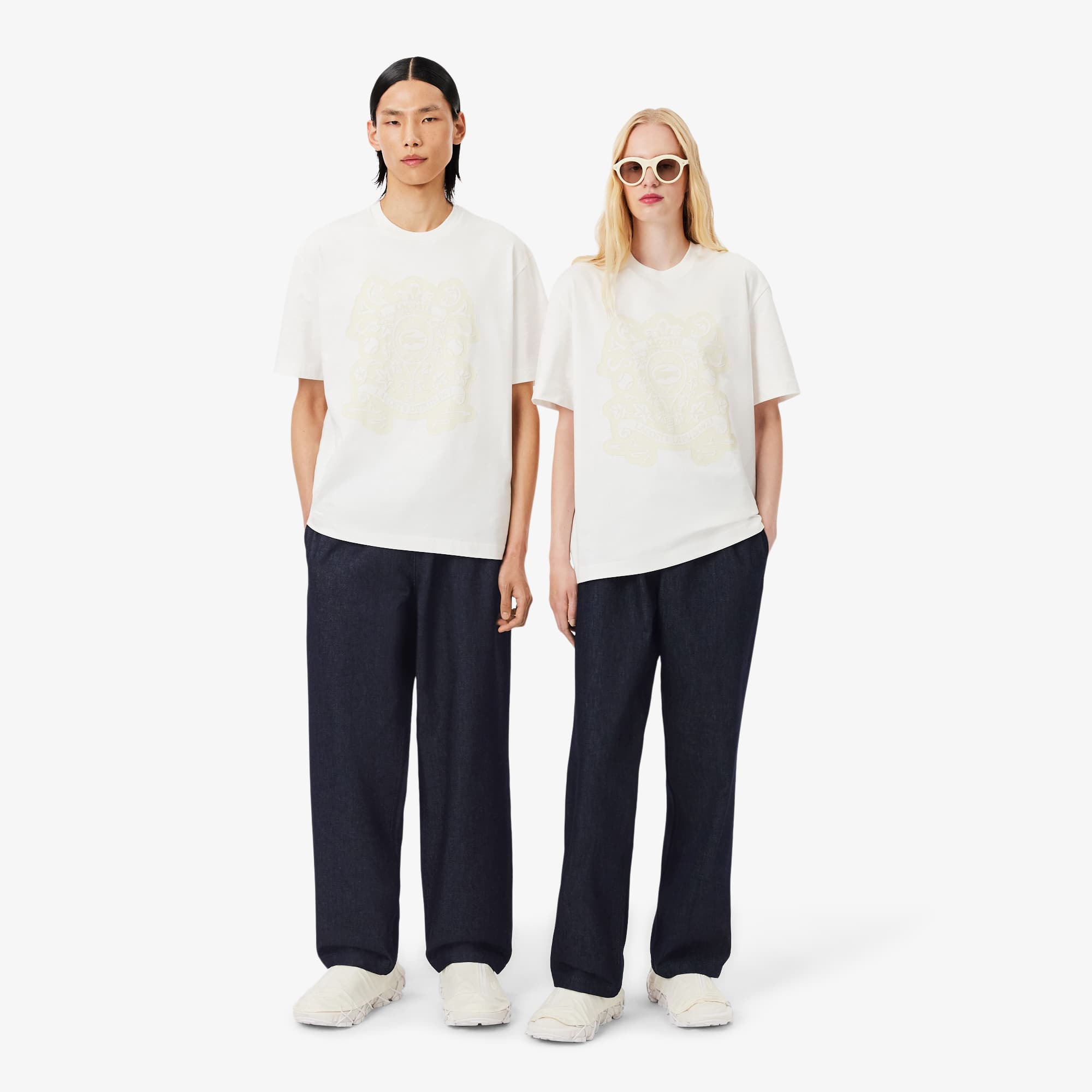 Lacoste Runway Denim Joggers In Blue