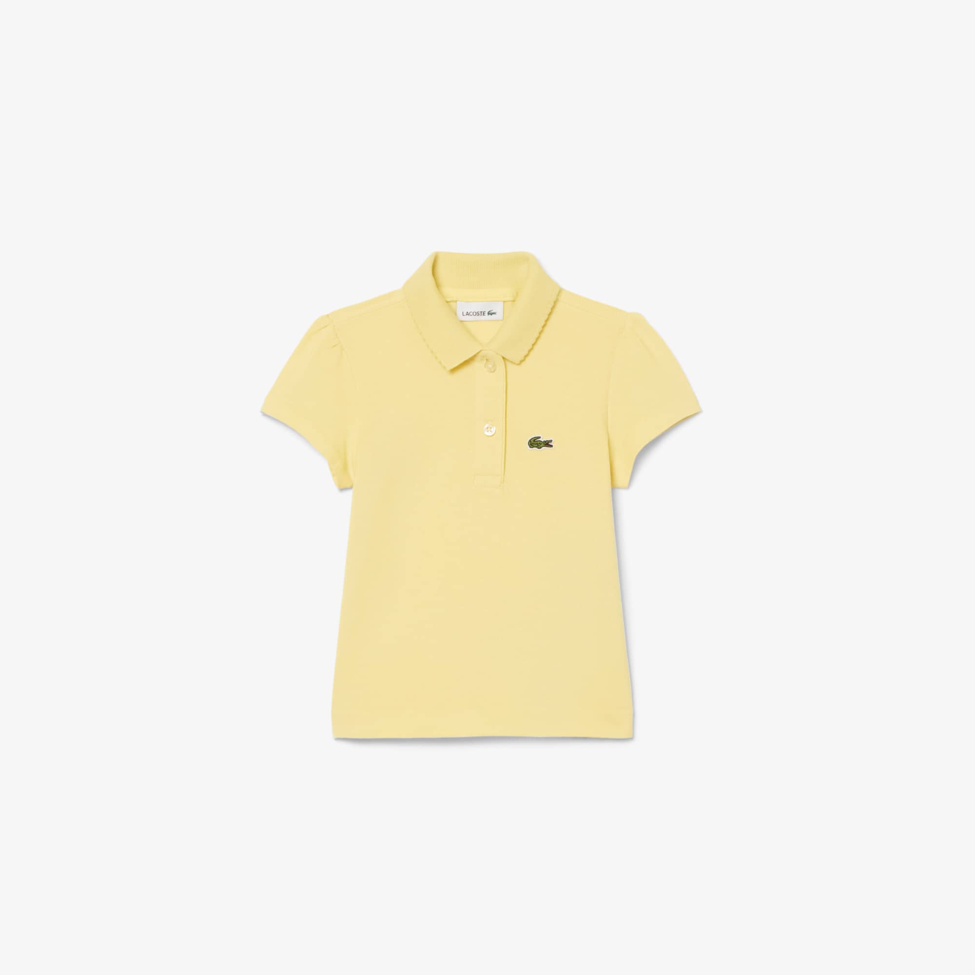 Lacoste Girls' Scalloped Collar Piqué Polo - 5 Years In Yellow