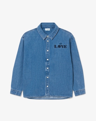 Badge Accent Denim Shirt