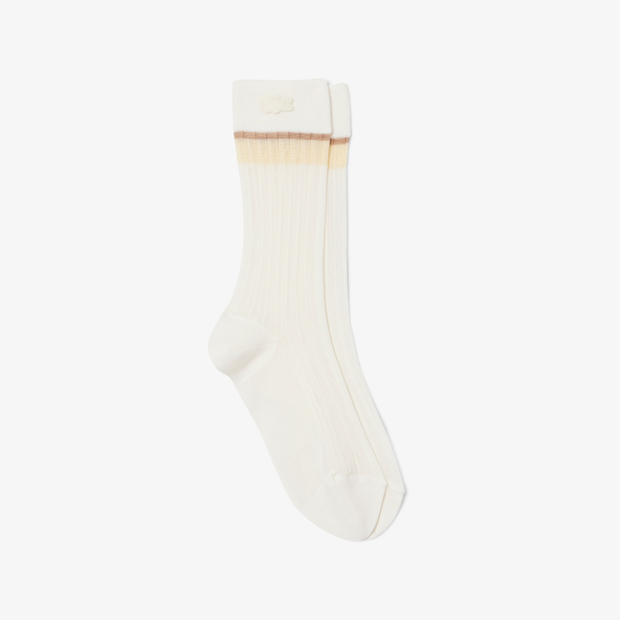 Lacoste Runway Transparent Ribbed Socks - 6.5 - 8.5 In White