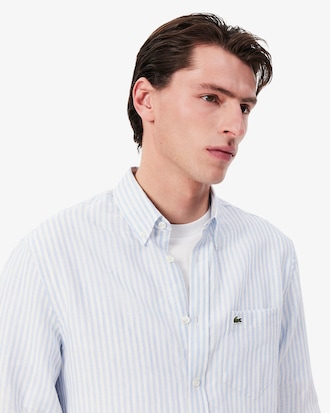 Men's Regular Fit Striped Linen Shirt