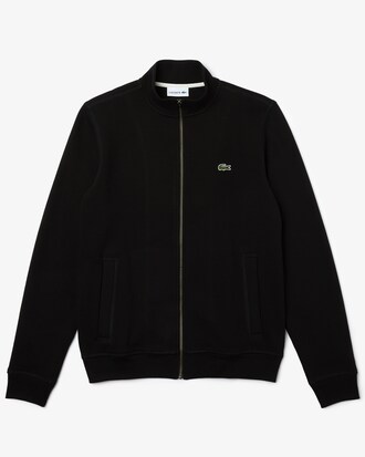 Men's Zippered Stand-Up Collar Piqu&eacute; Fleece Jacket