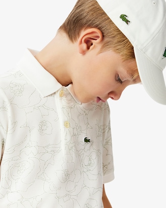 Kids' Flower Print Mini Piqué Polo