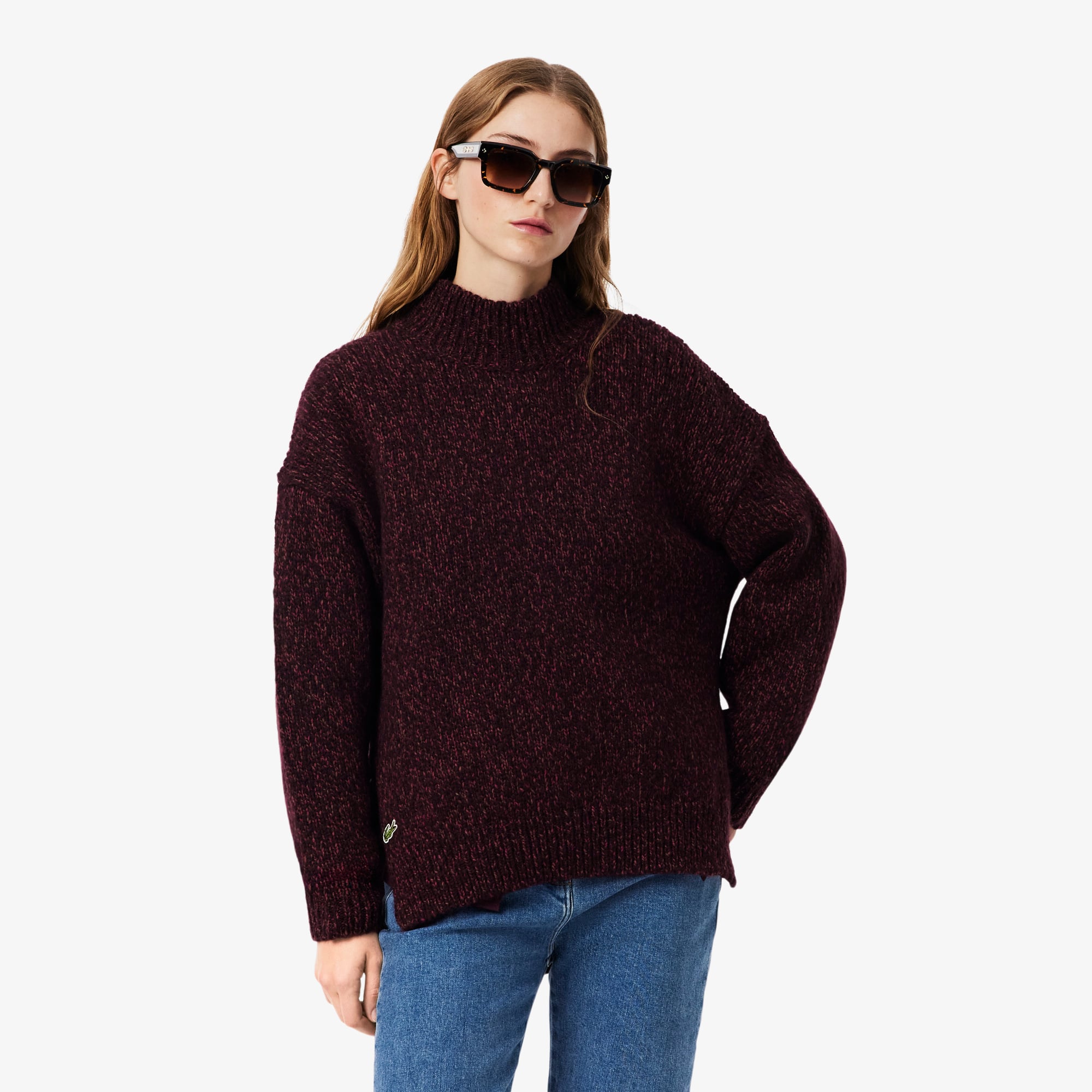 Lacoste High Neck Mercerized Wool Knit Sweater - XS (34)