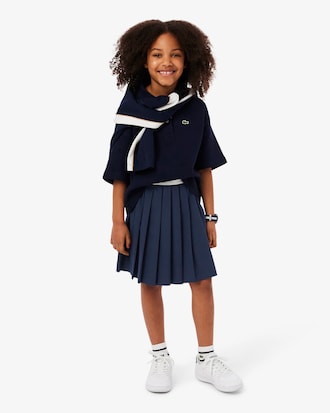 Girls' Oxford Cotton Pleated Skirt
