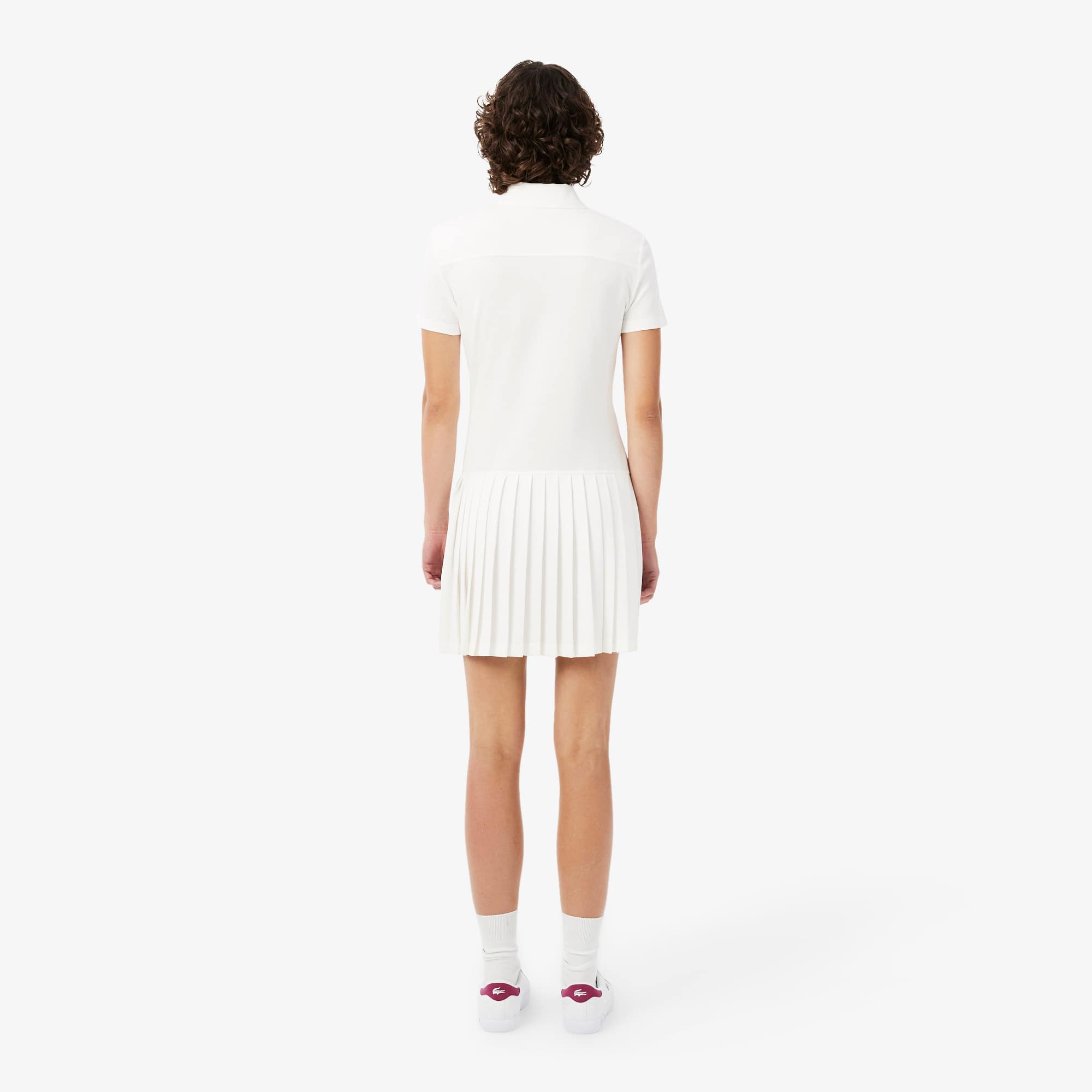 Stretch Piqué Pleated Polo Dress