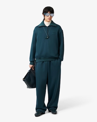 Runway High Neck Zipped Satin Sweatshirt