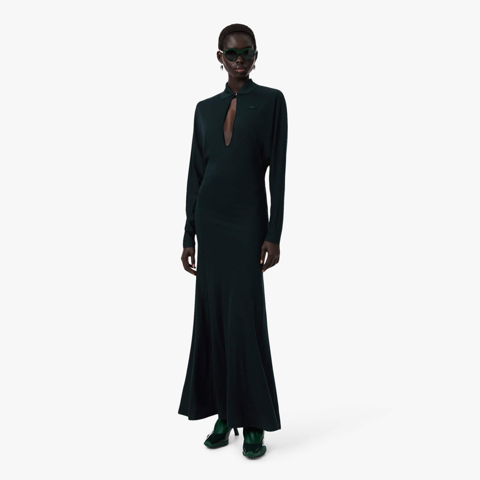 Runway Polo Collar Silk Maxi Dress - Dresses - New In 2026 | Lacoste