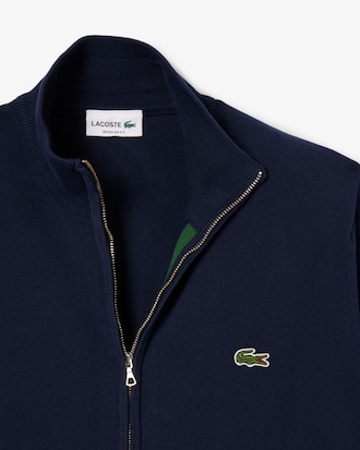 Men's Zip-Up High-Neck Cotton Sweater