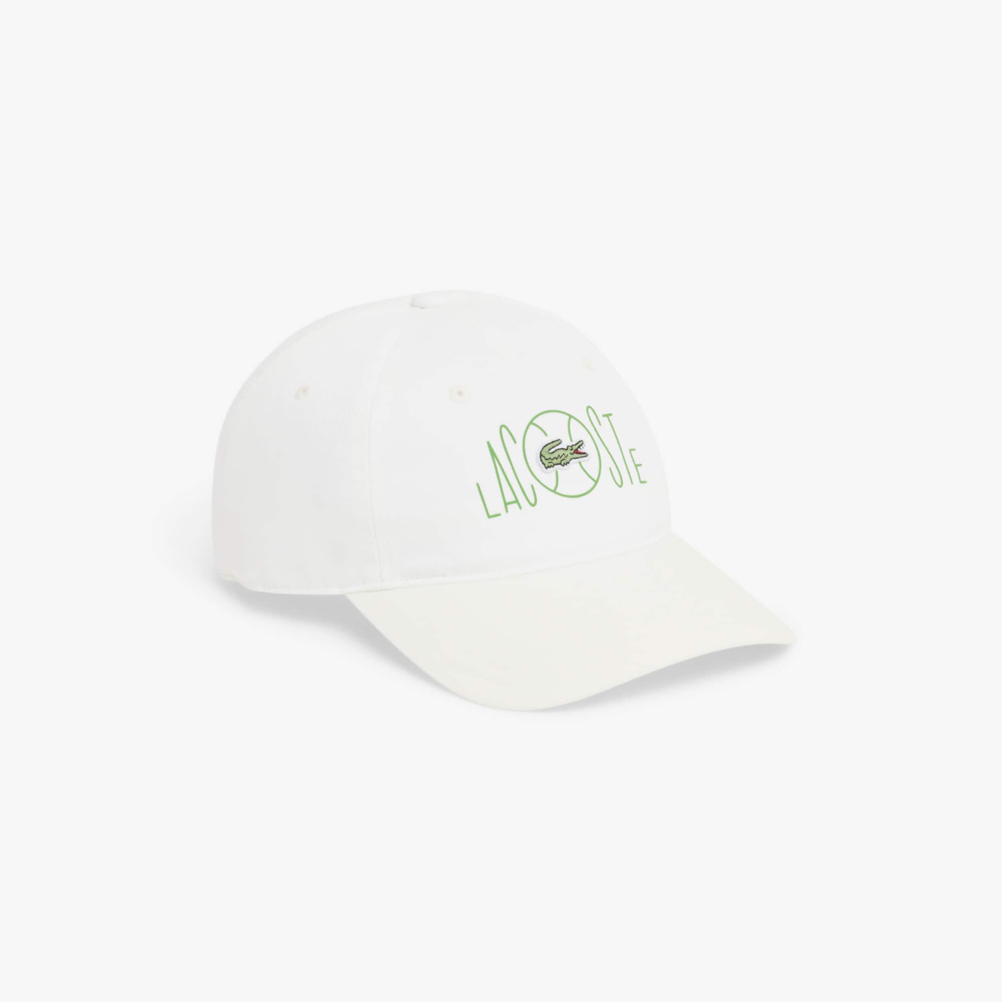 Lacoste Printed Cotton Twill Cap - One Size In White