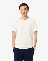 Men's Stretch Piqu&eacute; Striped Collar T-Shirt