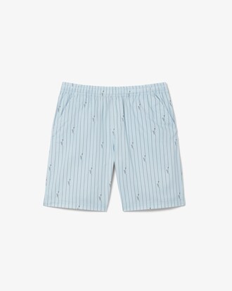 Crocodile Print Stripe Cotton Shorts