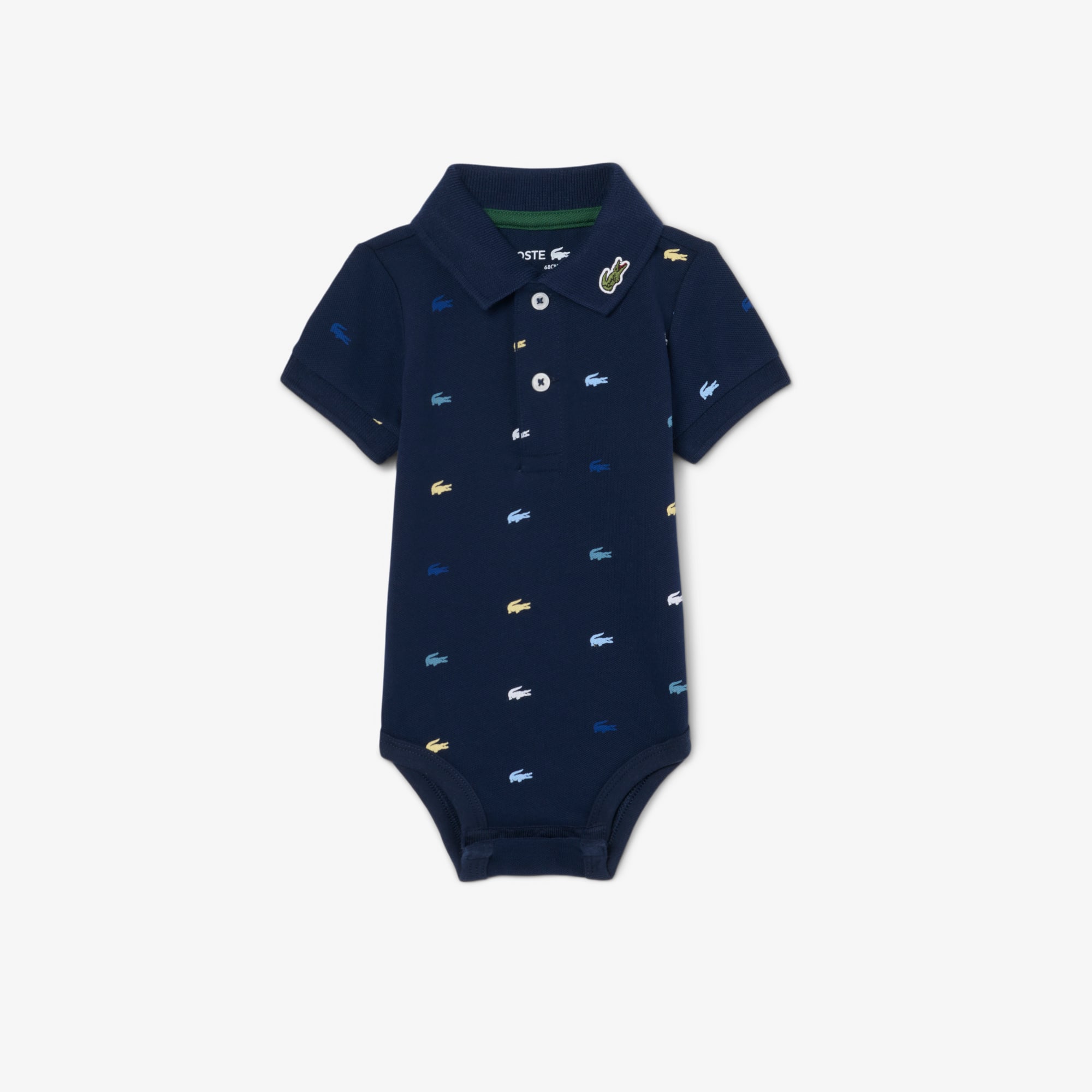 Lacoste Pañalero de piqué con estampado de cocodrilo para bebé Azul