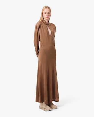 Runway Polo Collar Silk Maxi Dress
